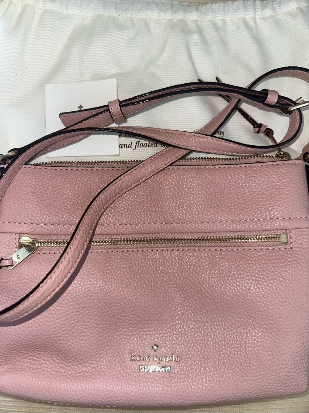kate spade Pink Pebbled Leather Crossbody Bag w duster bag